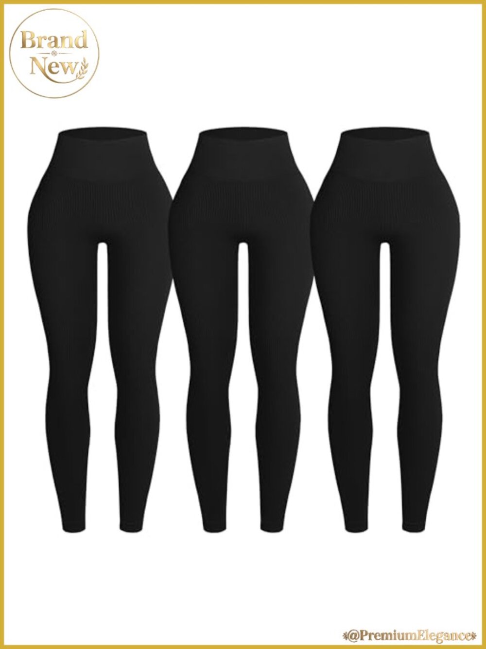 Ribbed Seamless Leggings High Waist Tummy Control Workout Yoga Pants